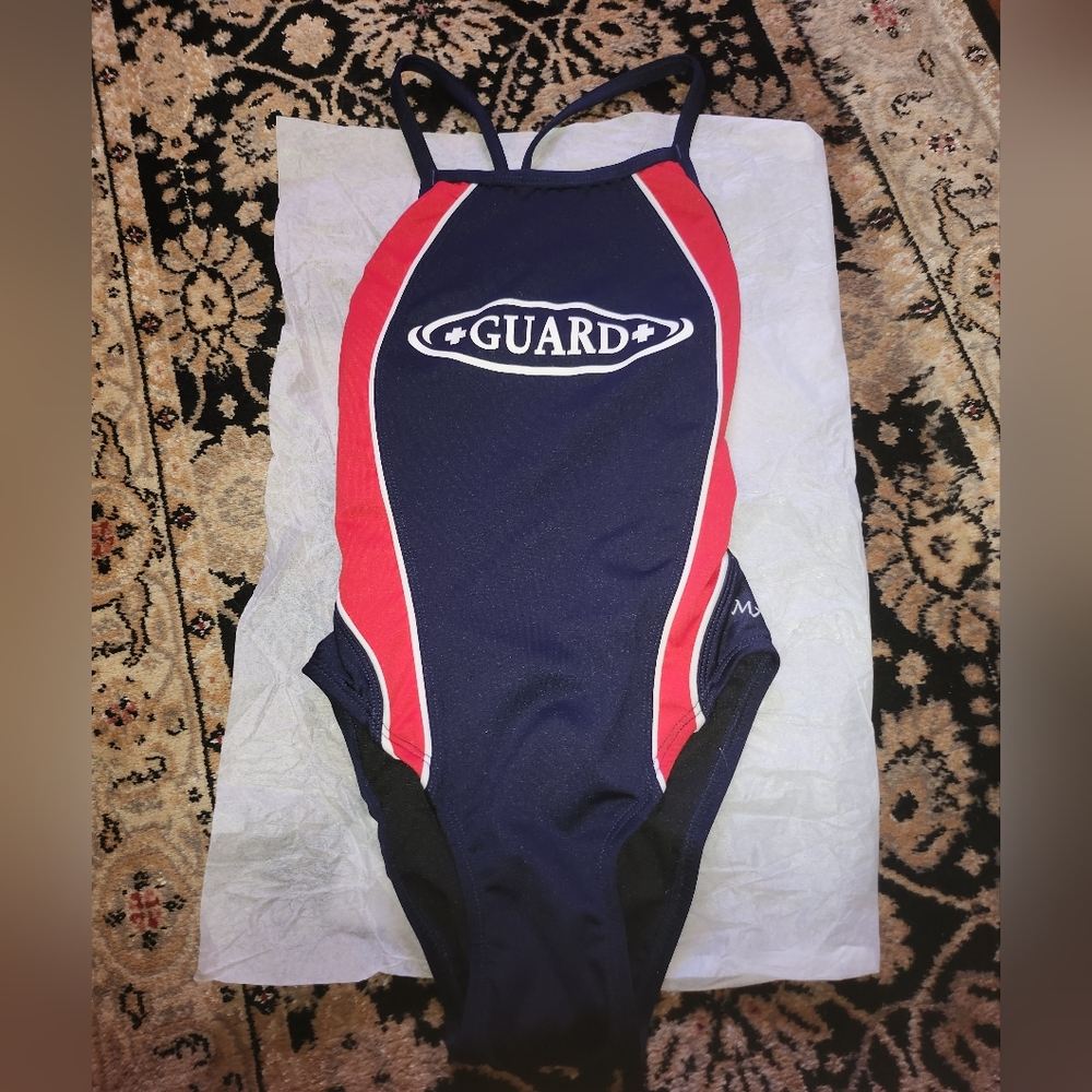 Guard Swimsuit with Red and Black Accents